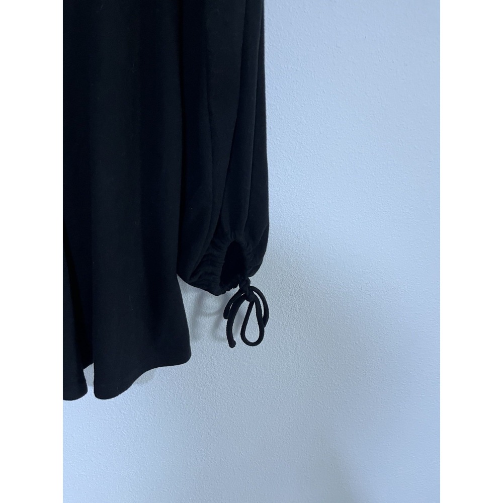 ASOS Design Women's Sweater Mini Dress V Neck Tie Bow Cuff Pleated Long Sleeve - Picture 4 of 6
